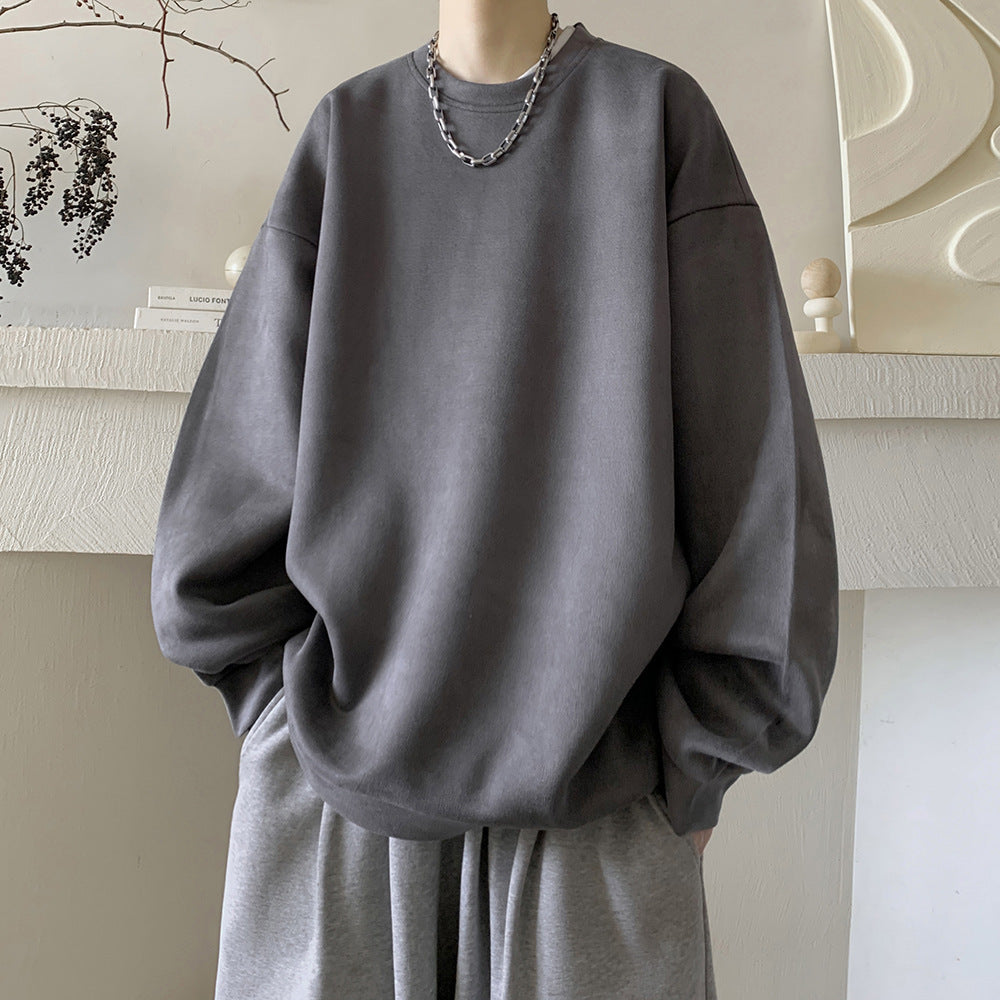 Japanese Basic Style Round Neck Sweater for Men
