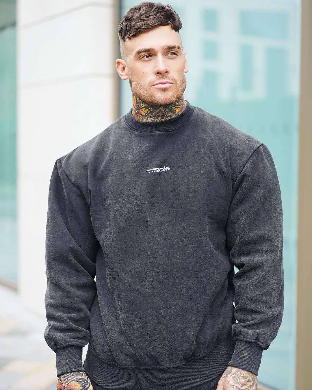 Double Sided Fleece Warm Crew Neck Oversized Loose T-Shirt - Vallara
