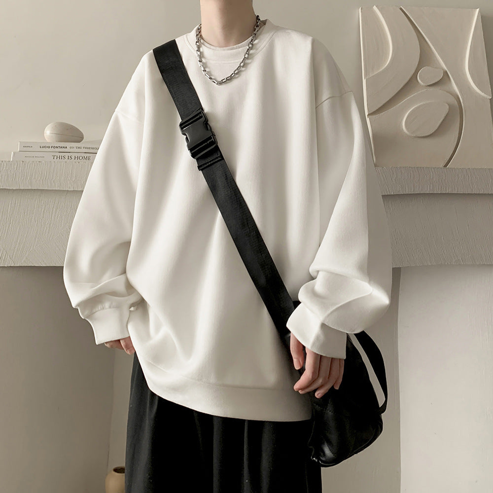 Japanese Basic Style Round Neck Sweater for Men