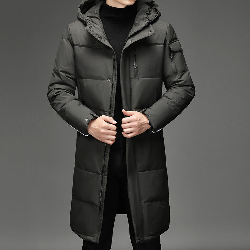 Down Jacket Fashion Long Stand-up Collar Zipper Thermal Cardigan Coat - Vallara