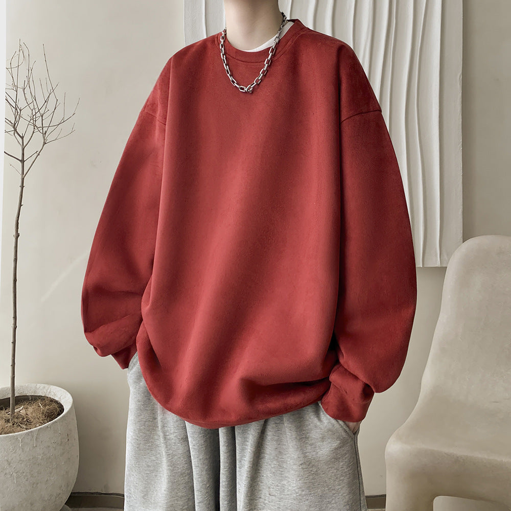 Japanese Basic Style Round Neck Sweater for Men
