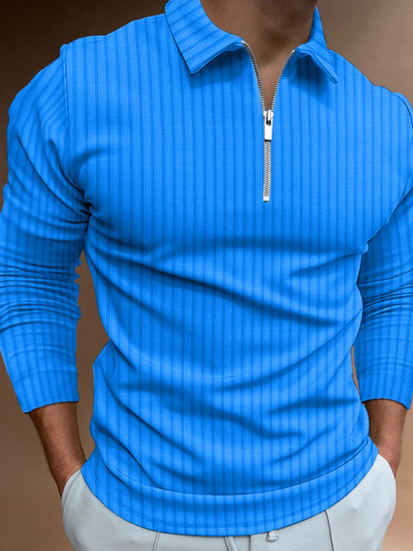 Armenia Zipper Striped Long Sleeve Polo – Shop Vallara