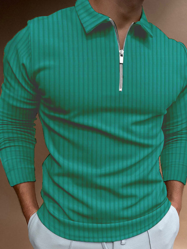 Armenia Zipper Striped Long Sleeve Polo – Shop Vallara