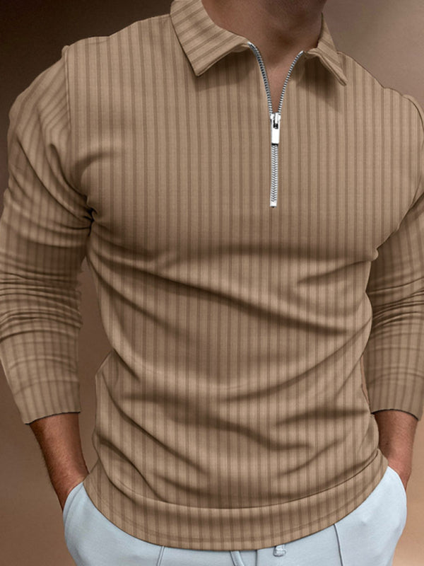 Armenia Zipper Striped Long Sleeve Polo – Shop Vallara