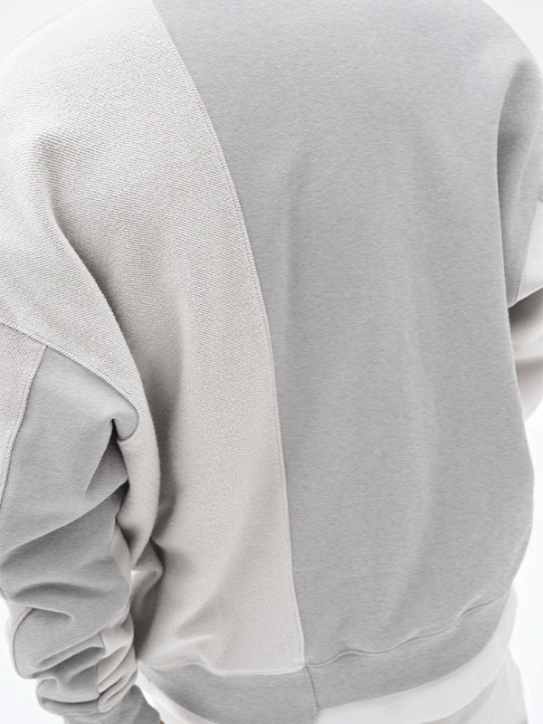 Men's Knitted Stitching Solid Color Casual Crew Neck Sweatshirt - Vallara