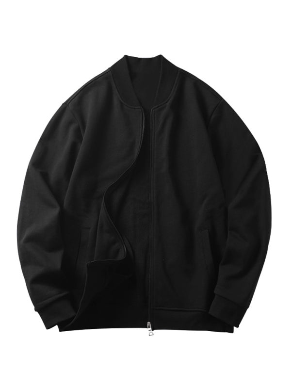 Men's new casual solid color baseball collar jacket suit - Vallara