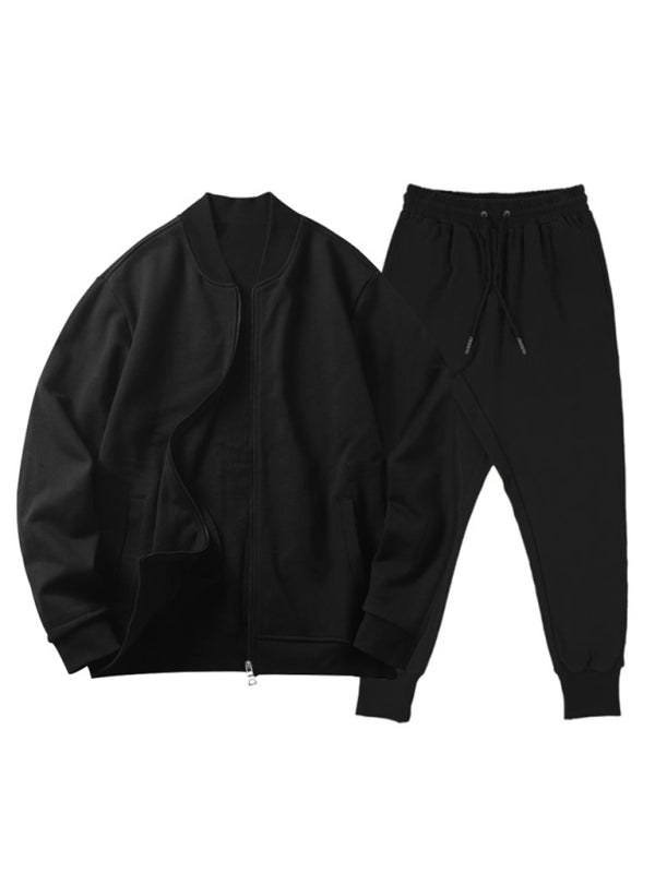 Men's new casual solid color baseball collar jacket suit - Vallara