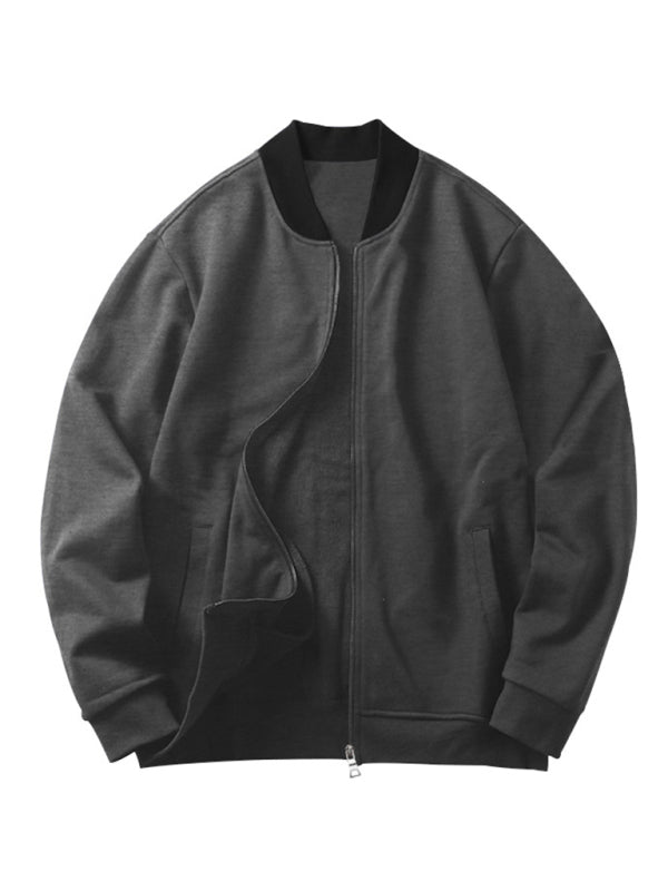 Men's new casual solid color baseball collar jacket suit - Vallara