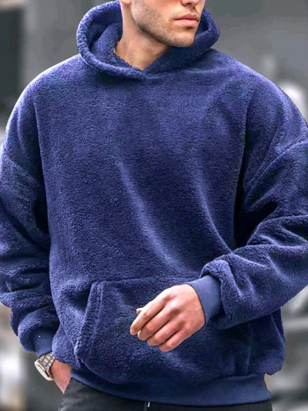 Men's new fashionable casual pullover plush hooded sweatshirt - Vallara