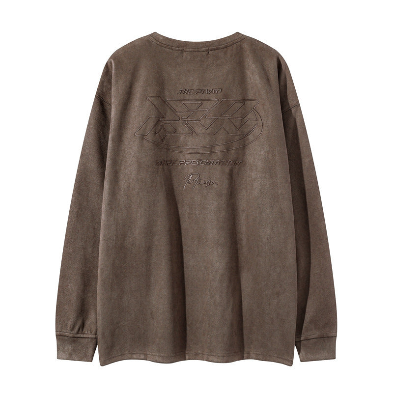 PTWSO - LOOSE SUEDE SWEATSHIRTProduct information:
 
 Pattern: Letters
 
 Color: Black, Brown
 
 Suitable for people: Teenagers
 
 Size: M,L,XL,XXL,S
 
 Version: Loose
 
 Applicable scenarios: LeVallara