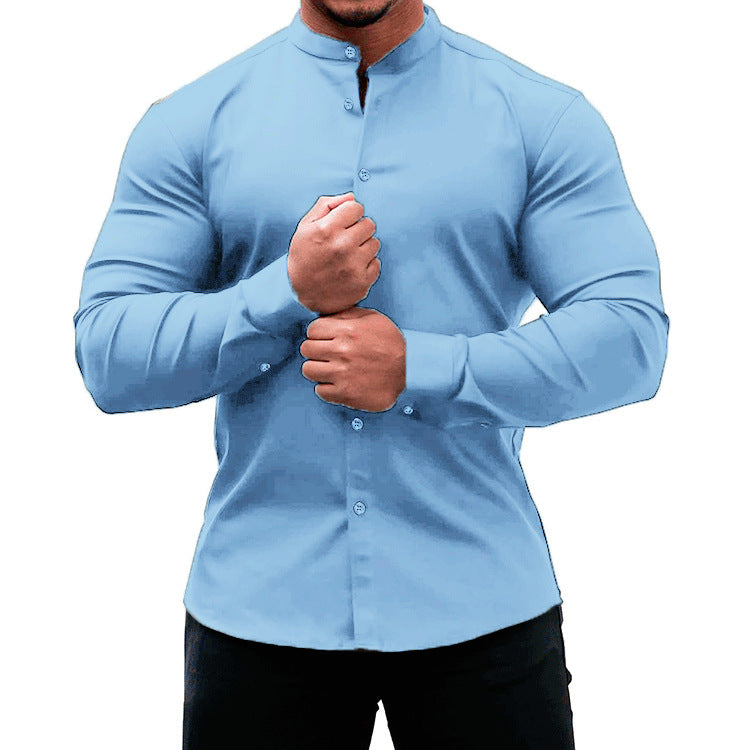 QATAR - LONG SLEEVE BUTTON DOWN SLIM FITProduct information:
 
 Pattern: solid color
 
 Color: white, black, dark gray, sky blue, dark blue, wine red, army green
 
 Suitable for people: Youth
 
 Size: S,M,Vallara