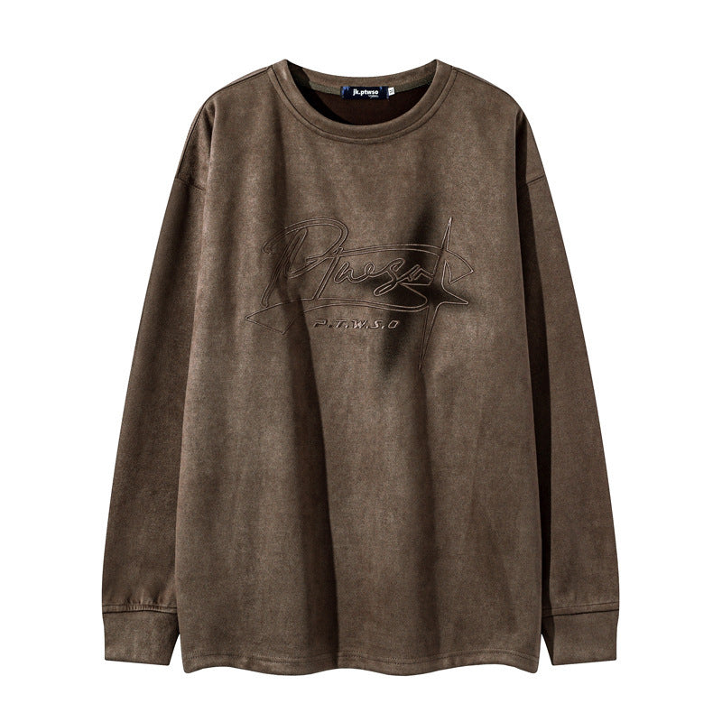 PTWSO - LOOSE SUEDE SWEATSHIRTProduct information:
 
 Pattern: Letters
 
 Color: Black, Brown
 
 Suitable for people: Teenagers
 
 Size: M,L,XL,XXL,S
 
 Version: Loose
 
 Applicable scenarios: LeVallara