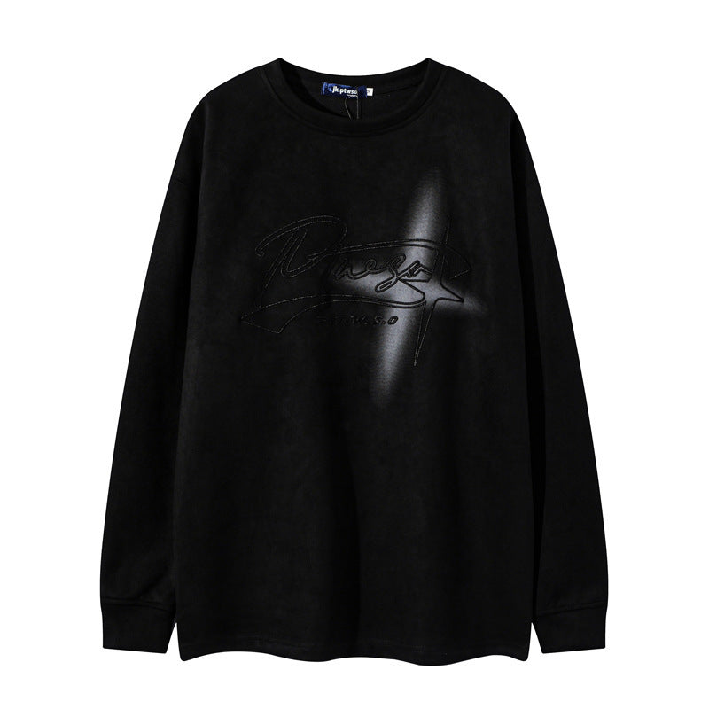 PTWSO - LOOSE SUEDE SWEATSHIRTProduct information:
 
 Pattern: Letters
 
 Color: Black, Brown
 
 Suitable for people: Teenagers
 
 Size: M,L,XL,XXL,S
 
 Version: Loose
 
 Applicable scenarios: LeVallara