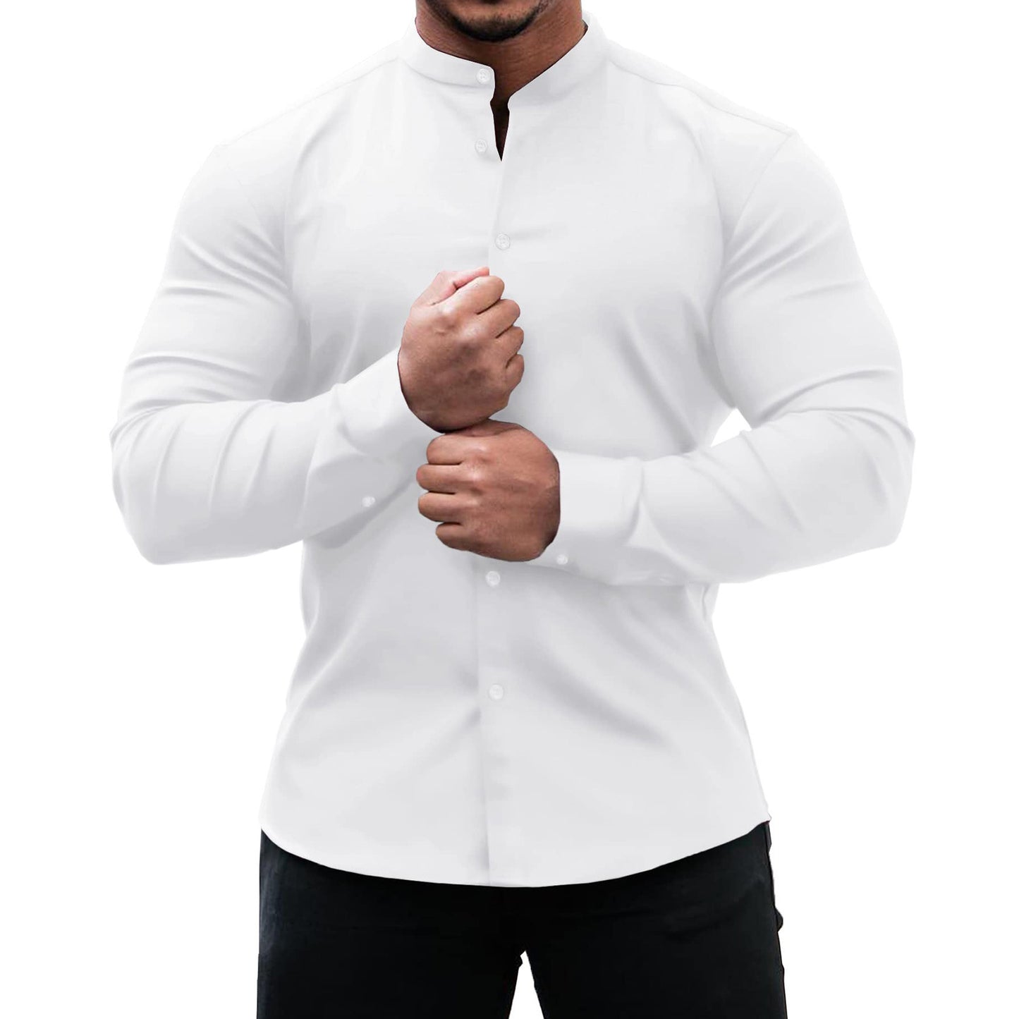 QATAR - LONG SLEEVE BUTTON DOWN SLIM FITProduct information:
 
 Pattern: solid color
 
 Color: white, black, dark gray, sky blue, dark blue, wine red, army green
 
 Suitable for people: Youth
 
 Size: S,M,Vallara