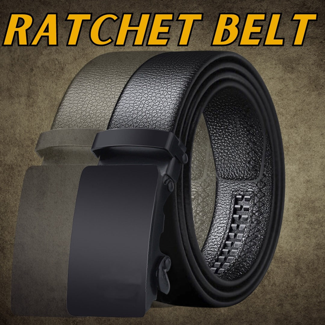 Microfiber Leather Mens Ratchet Belt Belts For Men Adjustable Automatic Buckle Black - Vallara