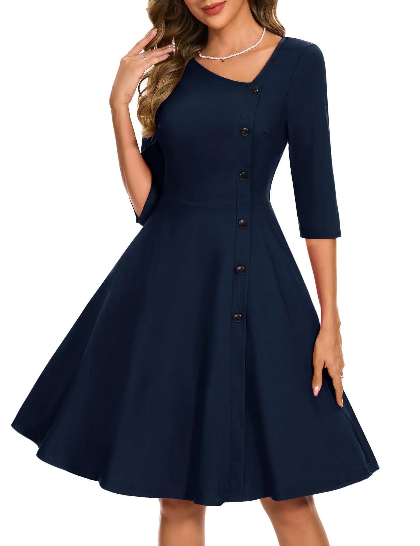 Audrey Inspired Navy Vintage Cocktail Dress