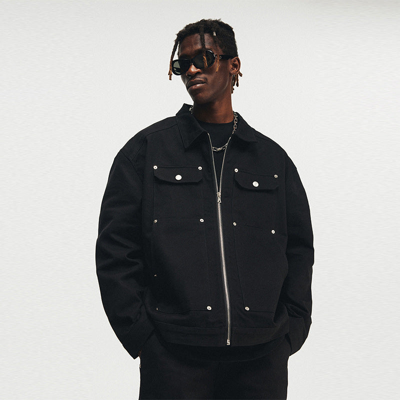 RETRO - DENIM JACKETProduct information:
 
 Pocket Style: side seam sidekick
 
 Color: Black
 
 Suitable for people: Teenagers
 
 Size: M,L,XL,XXL,XXXL
 
 Lining composition: Polyester Vallara