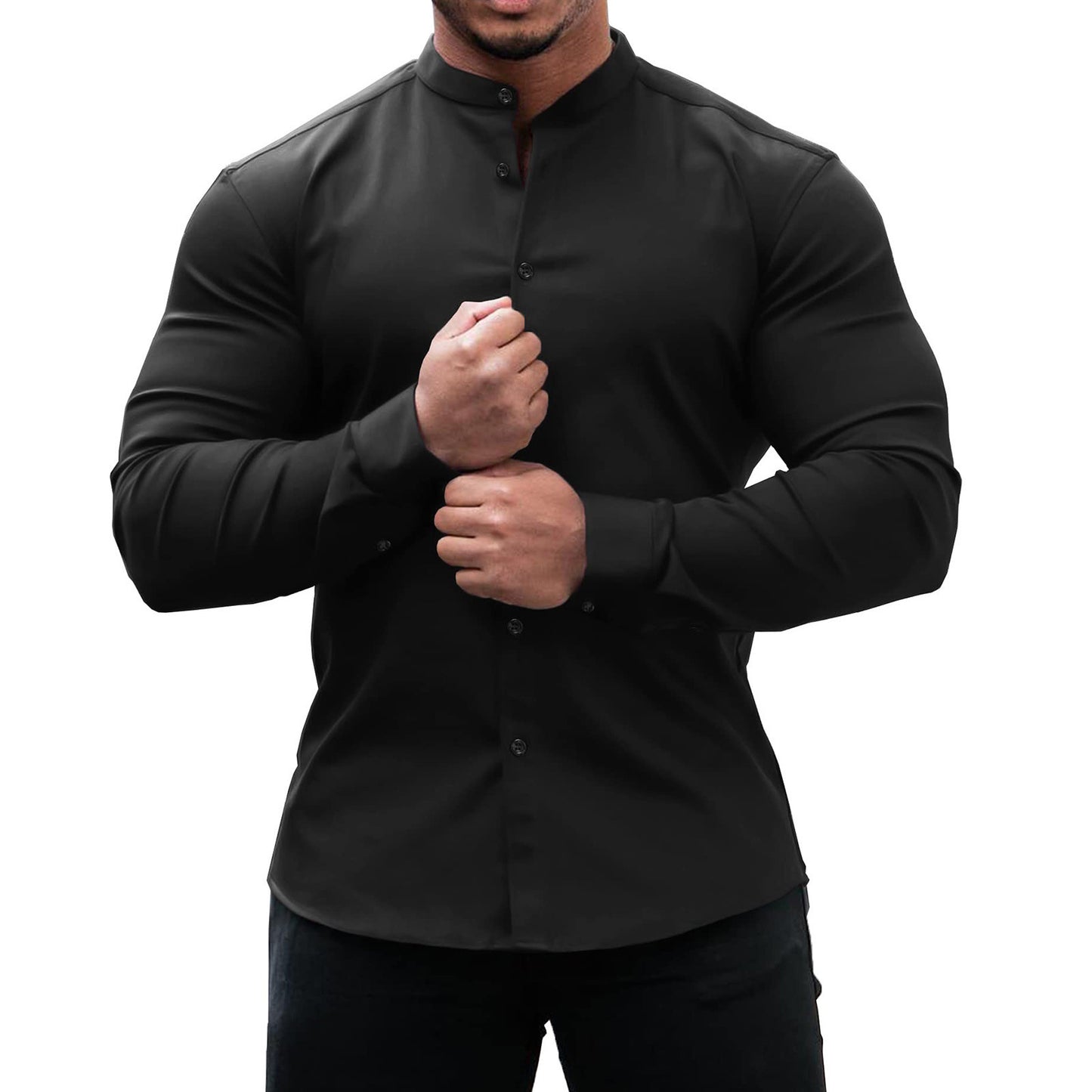 QATAR - LONG SLEEVE BUTTON DOWN SLIM FITProduct information:
 
 Pattern: solid color
 
 Color: white, black, dark gray, sky blue, dark blue, wine red, army green
 
 Suitable for people: Youth
 
 Size: S,M,Vallara