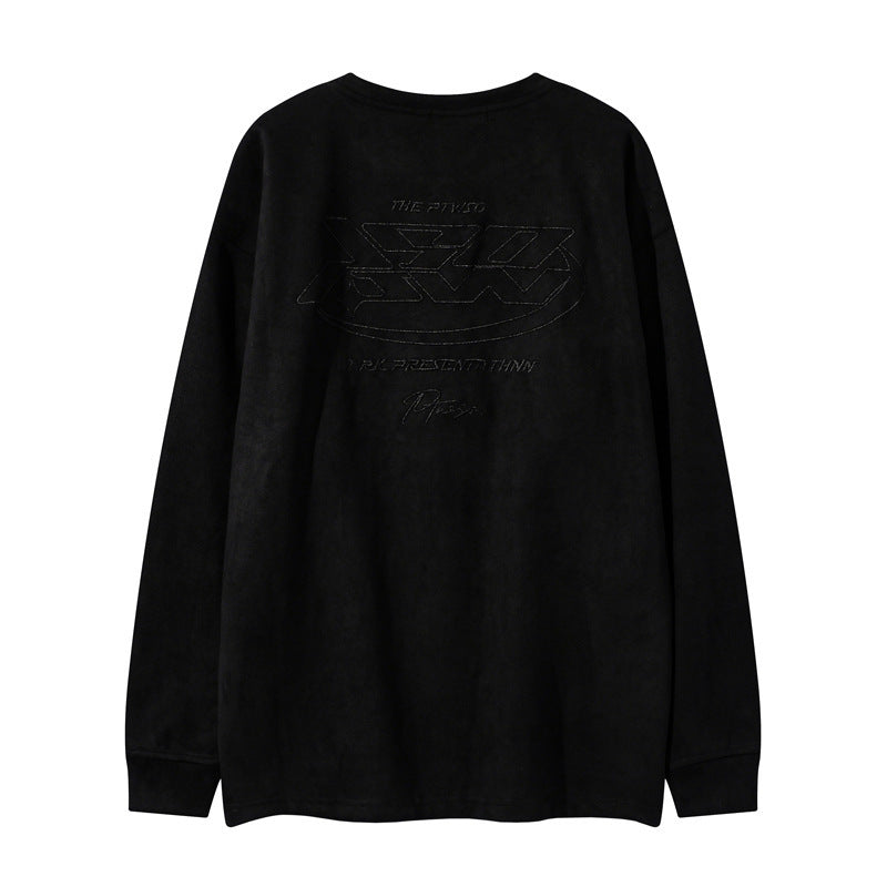 PTWSO - LOOSE SUEDE SWEATSHIRTProduct information:
 
 Pattern: Letters
 
 Color: Black, Brown
 
 Suitable for people: Teenagers
 
 Size: M,L,XL,XXL,S
 
 Version: Loose
 
 Applicable scenarios: LeVallara