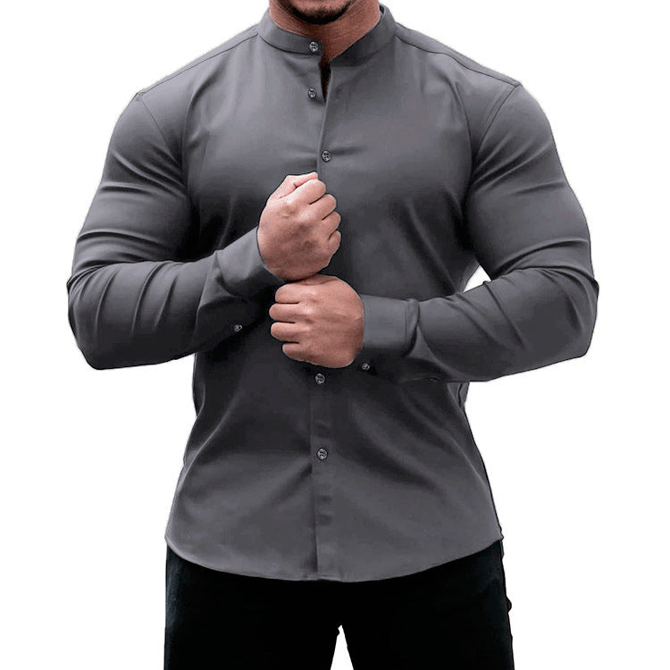 QATAR - LONG SLEEVE BUTTON DOWN SLIM FITProduct information:
 
 Pattern: solid color
 
 Color: white, black, dark gray, sky blue, dark blue, wine red, army green
 
 Suitable for people: Youth
 
 Size: S,M,Vallara