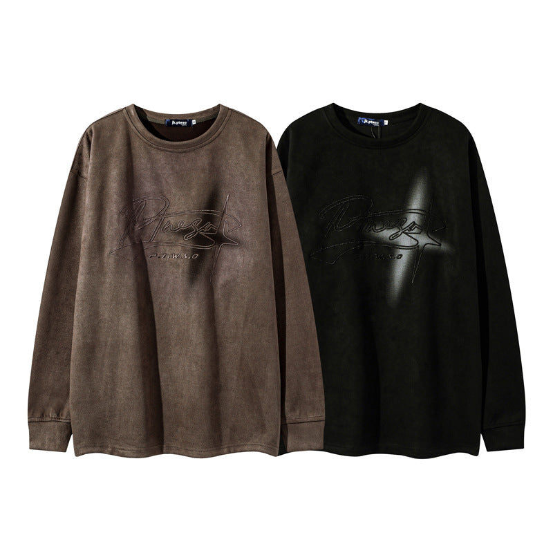 PTWSO - LOOSE SUEDE SWEATSHIRTProduct information:
 
 Pattern: Letters
 
 Color: Black, Brown
 
 Suitable for people: Teenagers
 
 Size: M,L,XL,XXL,S
 
 Version: Loose
 
 Applicable scenarios: LeVallara