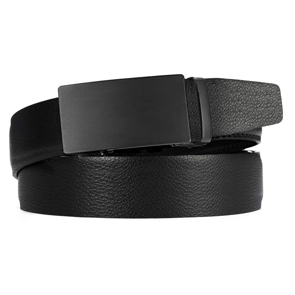 Microfiber Leather Mens Ratchet Belt Belts For Men Adjustable Automatic Buckle Black - Vallara