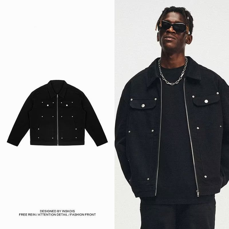 RETRO - DENIM JACKETProduct information:
 
 Pocket Style: side seam sidekick
 
 Color: Black
 
 Suitable for people: Teenagers
 
 Size: M,L,XL,XXL,XXXL
 
 Lining composition: Polyester Vallara