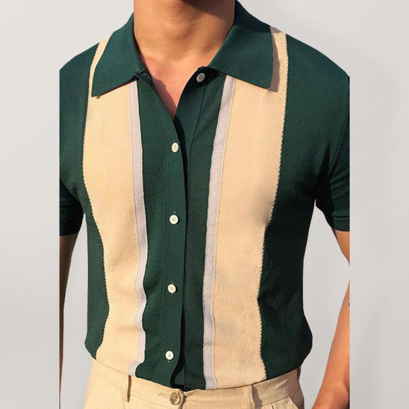 Vallara – Knitted Short-Sleeved Polo Shirt with Lapel Collar