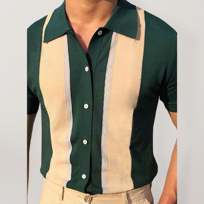 Vallara – Knitted Short-Sleeved Polo Shirt with Lapel Collar