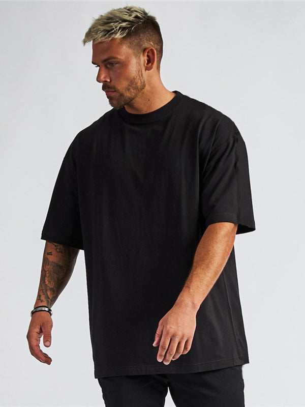 Men's solid color blank loose short-sleeved T-shirt - Vallara