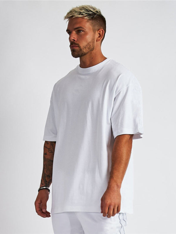 Men's solid color blank loose short-sleeved T-shirt - Vallara
