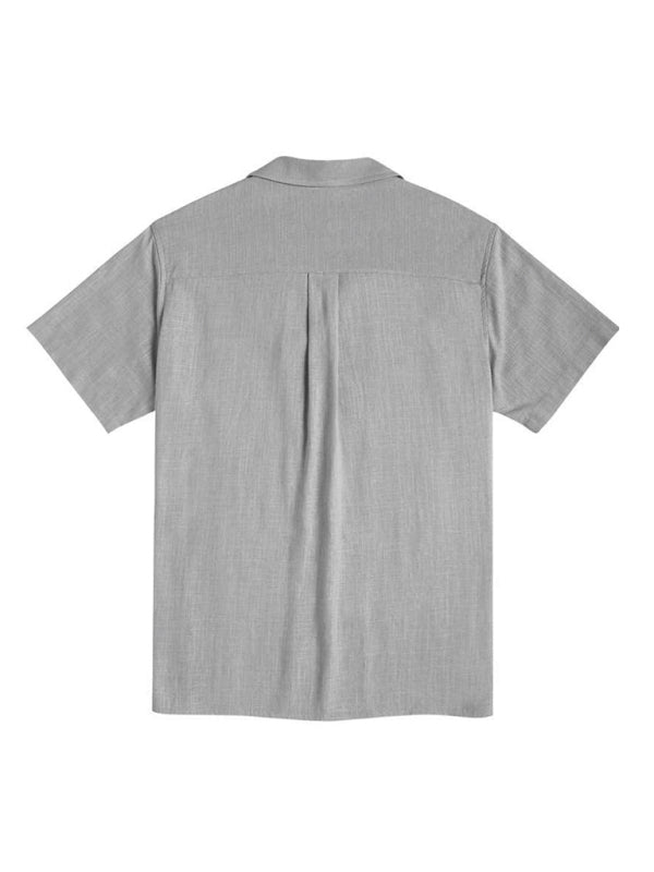 Men's Loose Casual Linen Shirt Cuban Guayabera Short Sleeve Beach Shirt - Vallara