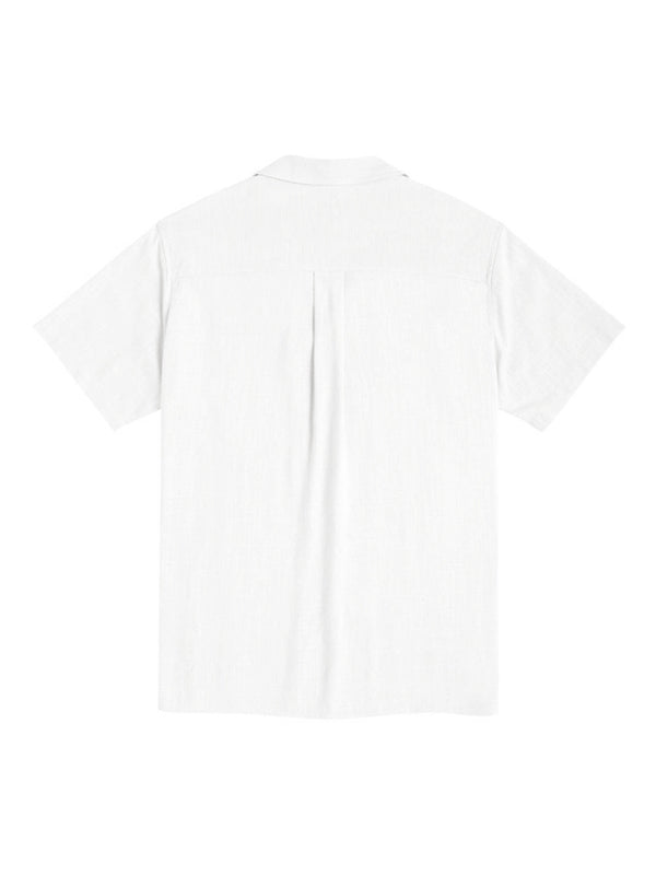 Men's Loose Casual Linen Shirt Cuban Guayabera Short Sleeve Beach Shirt - Vallara