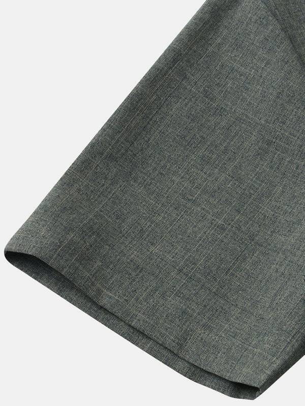 Spring and summer casual short-sleeved solid color cotton linen men's shirt - Vallara