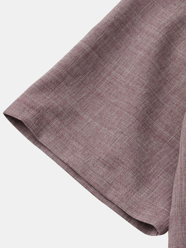 Spring and summer casual short-sleeved solid color cotton linen men's shirt - Vallara
