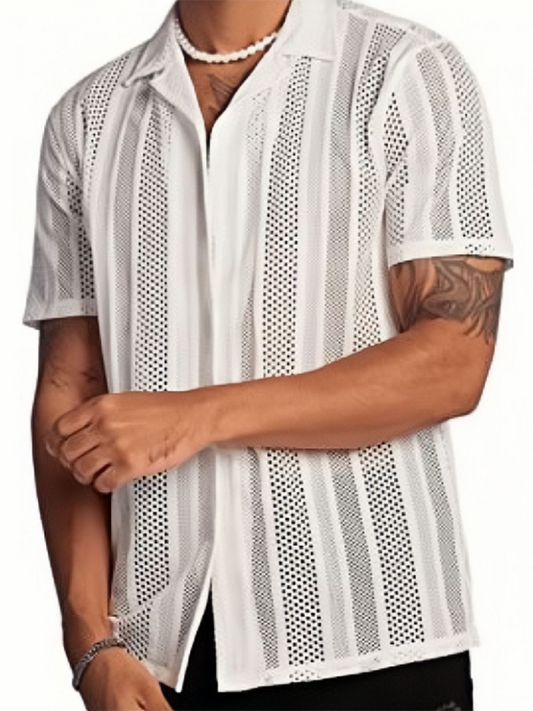 New Street Casual Button Knitted Short Sleeve Shirt - Vallara
